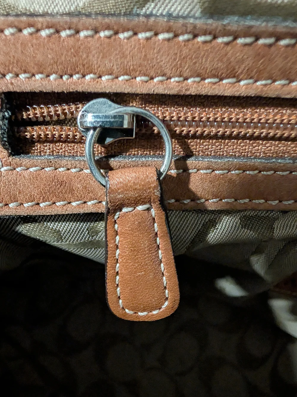 Y2K Coach Brown Leather Tote Bag with Buckle Straps Key Tag Medium To Large